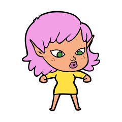 pretty cartoon elf girl