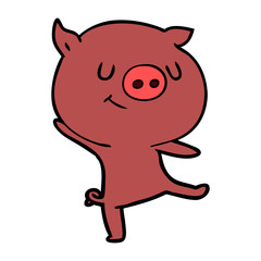 happy cartoon pig