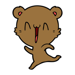 happy bear running cartoon