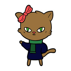 cute cartoon cat in winter clothes