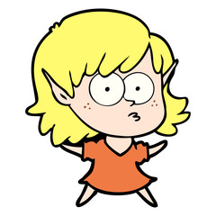 cartoon elf girl staring
