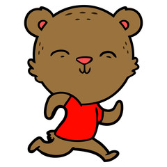 happy cartoon bear jogging