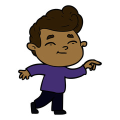 happy cartoon man pointing