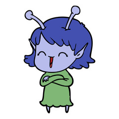 cartoon alien girl laughing