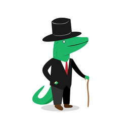 Business crocodile in suit, vector cartoon