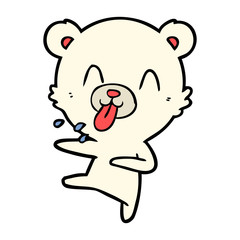 rude cartoon dancing polar bear sticking out tongue