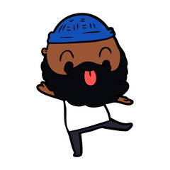 dancing man with beard sticking out tongue