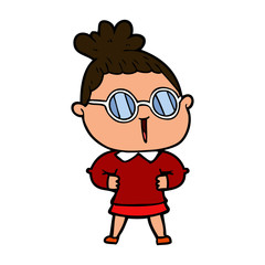 cartoon woman wearing spectacles