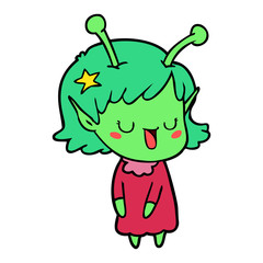happy alien girl cartoon