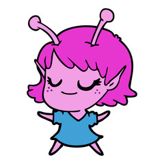 smiling alien girl cartoon
