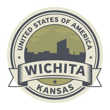 Stamp or label with name of Wichita, Kansas