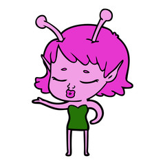 cute alien girl cartoon