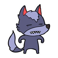 cartoon wolf showing teeth