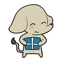 cute cartoon elephant with gift