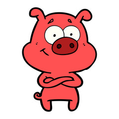 happy cartoon pig