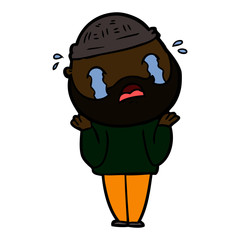 cartoon bearded man crying