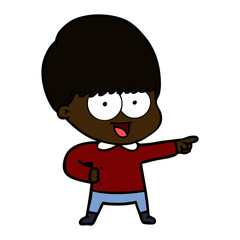 happy cartoon boy pointing