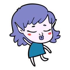 pretty cartoon elf girl dancing