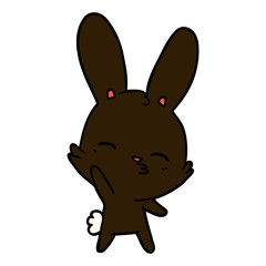 curious waving bunny cartoon
