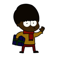 nervous cartoon boy