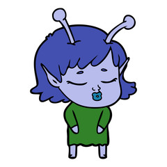 cute alien girl cartoon