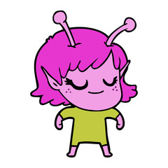 smiling alien girl cartoon