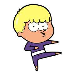 cartoon curious boy dancing