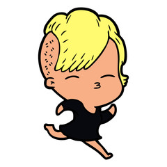 Obraz premium cartoon squinting girl running