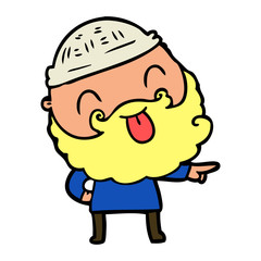 man with beard sticking out tongue