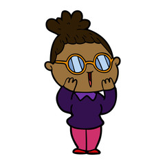 Obraz premium cartoon woman wearing spectacles