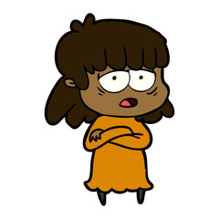 cartoon tired woman