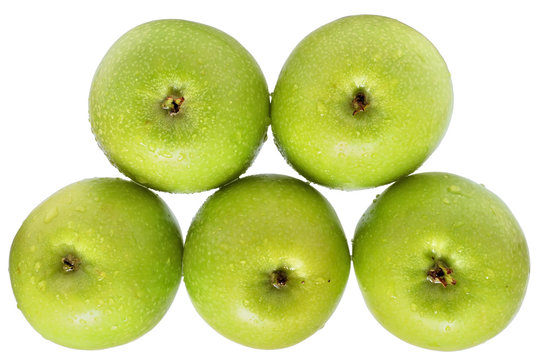 Green Apple Stack Top View Isolated