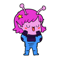 happy alien girl cartoon
