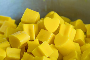 Heart candle of yellow and very cute