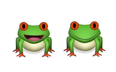 Front view, 3D Red eye frog in vector