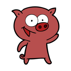 cheerful pig cartoon