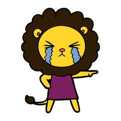 cartoon crying lion wearing dress