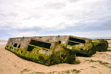 Remains of the Mulberry harbour in Normandy France, Europe