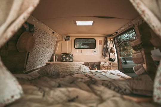Interior of camper van