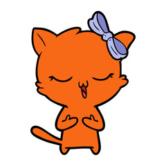 cartoon cat with bow on head