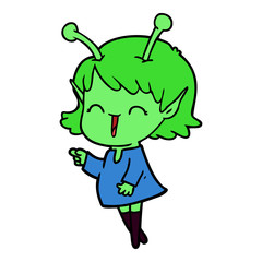 cartoon alien girl laughing