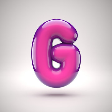 Round pink glossy font 3d rendering letter G
