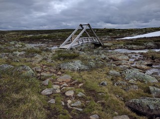A small wooden bridge in Hardangervidda Norway
