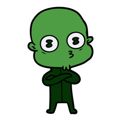 cartoon weird bald spaceman