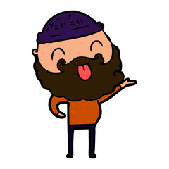 man with beard sticking out tongue