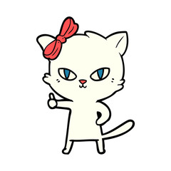cute cartoon cat giving thumbs up symbol