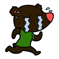 cartoon crying bear running