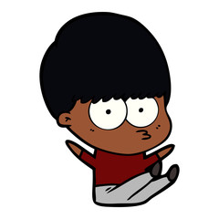 nervous cartoon boy