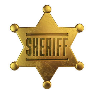 Sheriff badge isolated on white background 3d rendering