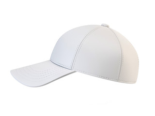 White baseball cap mock up, blank hat template isolated on white background 3d rendering